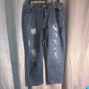 Jennifer Lopez Distressed Blue Boyfriend Jeans